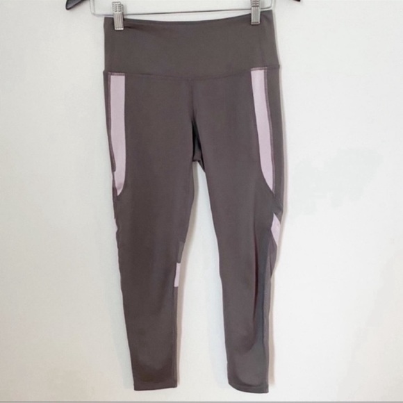 Z by Zella Mesh Calf 7/8 Leggings Athletic Yoga Workout Size Small Gray/ pink - Picture 1 of 9